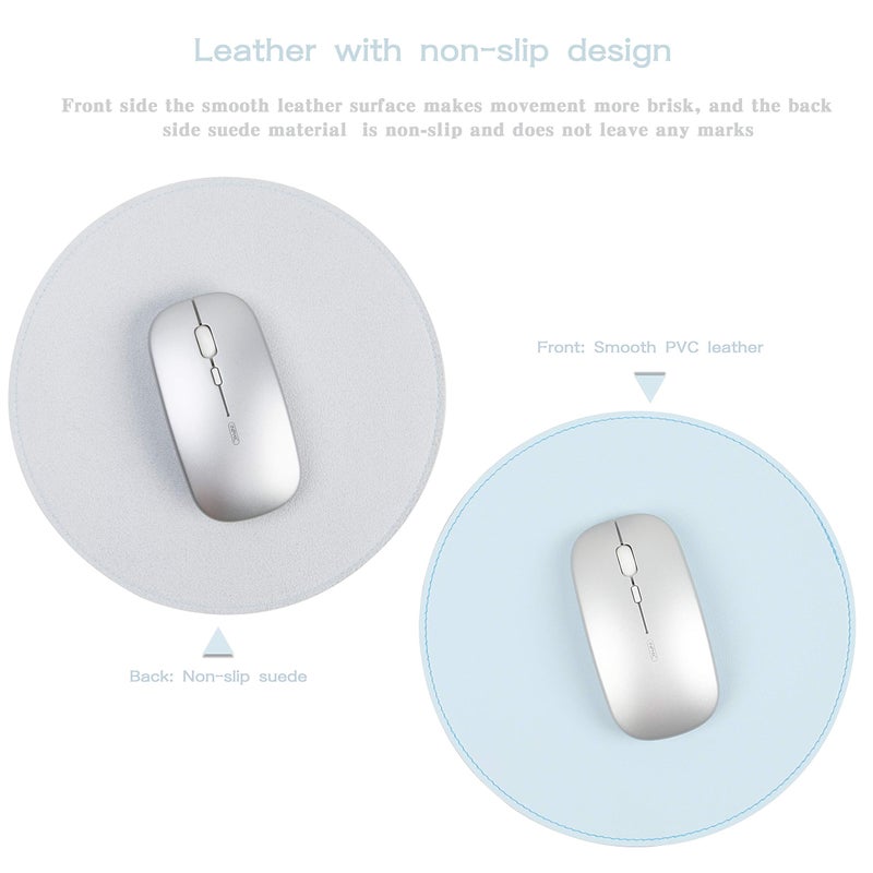 YSAGi 2 Pack Mouse Pads, Ultra Thin Waterproof PVC Leather Mouse Pad,Stitched Edges,Works for Computers, Laptop,All Types of Mouse pad, Office/Home(8.66'', 2 Pack, Sky-Blue) - Image 2